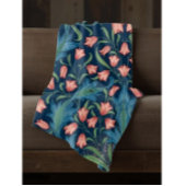 William Morris Blue Green Pink Floral Pattern Fleece Deken