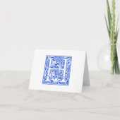 William Morris Blue Initiaal H Kaart & Envelope (Voorkant)