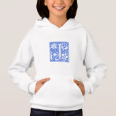 William Morris Blue Initiaal J Pullover Hoodie (Voorkant)