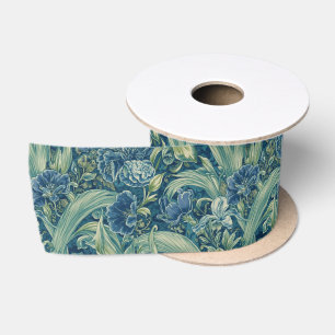 William Morris Blue Iris vintage bloempatroon Satijnen Lint