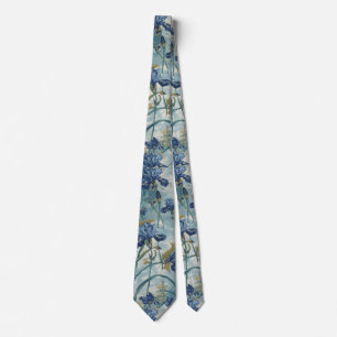 William Morris Blue Iris vintage bloempatroon Stropdas