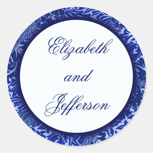 William Morris Blue Leaves Monogrammed Sticker (Voorkant)