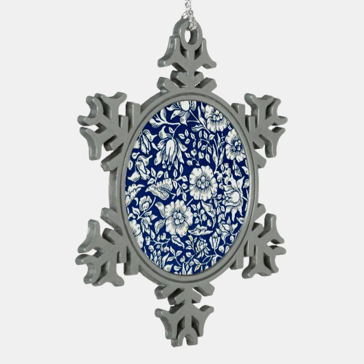 William Morris - Blue Mallow, beroemd patroon, Tin Sneeuwvlok Ornament (Links)