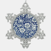 William Morris - Blue Mallow, beroemd patroon, Tin Sneeuwvlok Ornament (Voorkant)