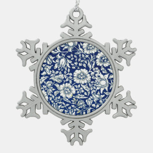 William Morris - Blue Mallow, beroemd patroon, Tin Sneeuwvlok Ornament