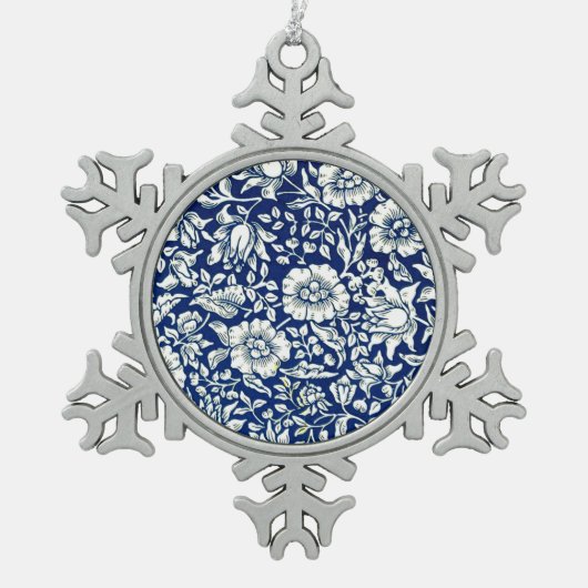 William Morris - Blue Mallow, beroemd patroon, Tin Sneeuwvlok Ornament (Voorkant)