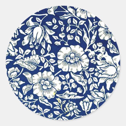 William Morris - Blue Mallow Poster Ronde Sticker (Voorkant)