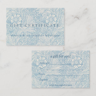 William Morris - Blue Marigold Gift Certificate Visitekaartje