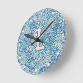William Morris Blue Marigold Monogram 1 Ronde Klok (Hoek)