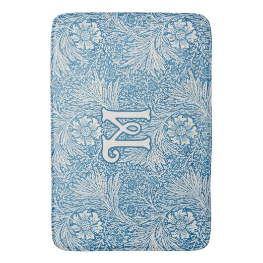 William Morris Blue Marigold Monogram Badmat (Voorkant Verticaal)