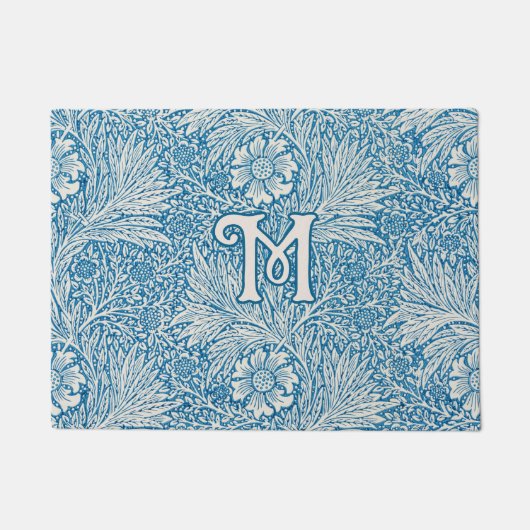 William Morris Blue Marigold Monogram Deurmat (Voorkant)