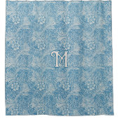 William Morris Blue Marigold Monogram Douchegordijn (Voorkant)