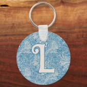 William Morris Blue Marigold Monogram Sleutelhanger (Voorkant)