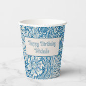 William Morris Blue Marigold Papieren Bekers (Voorkant)