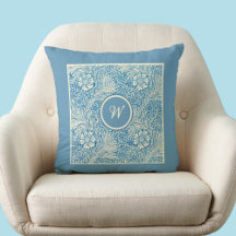 William Morris Blue Marigold Pattern met Initiaal