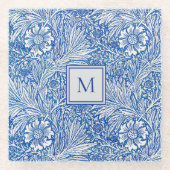 William Morris Blue Monogram Onderzetter Glazen Onderzetter (Voorkant)