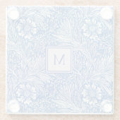 William Morris Blue Monogram Onderzetter Glazen Onderzetter (Achterkant)