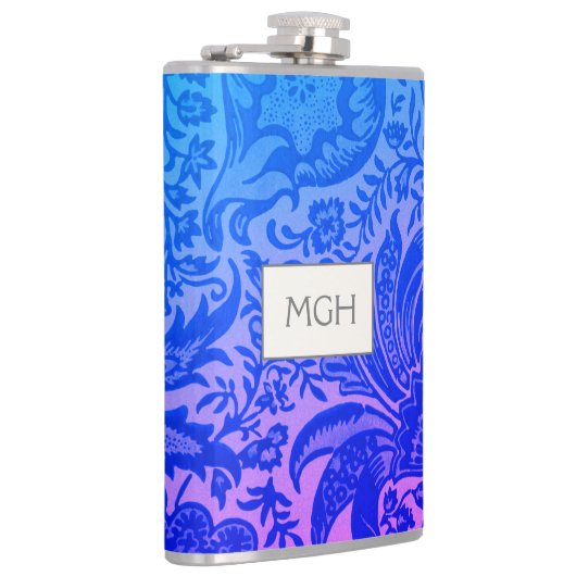 William Morris Blue Pink Botanische Flask Heupfles (Rechts)