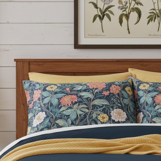 William Morris Blue Teal Arts & Crafts Floral Kussensloop