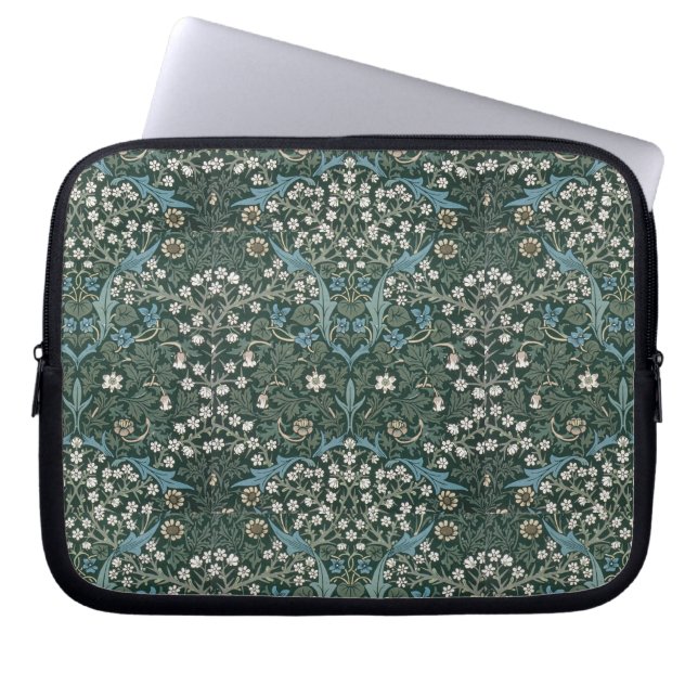 William Morris Blue White en Green Floral Laptop Sleeve (Voorkant)