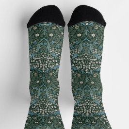 William Morris Blue White en Green Floral Sokken