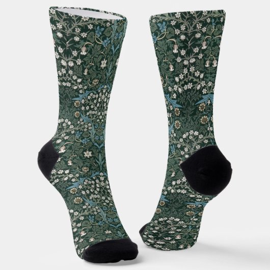 William Morris Blue White en Green Floral Sokken (Gebogen)
