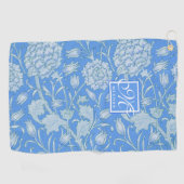 William Morris - Blue Wild Tulips & Monogram Golfhanddoek (Horizontaal)