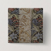 William Morris Bluebell Tapestry Design Vierkante Button 5,1 Cm (Voorkant)