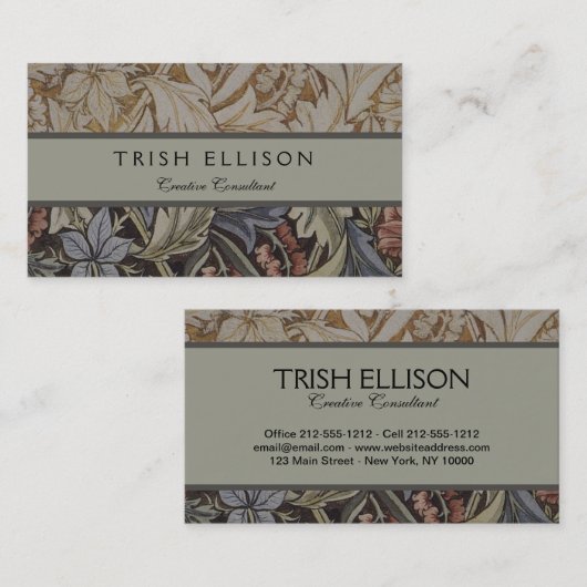 William Morris Bluebell Tapestry Design Visitekaartje (Voorkant / Achterkant)