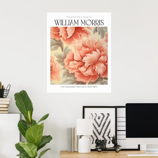 William Morris  Blush Pink Flowers Poster (Thuiskantoor)