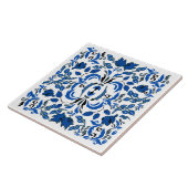 William Morris bomen en bladeren blauw en wit Tegeltje (Zijkant)