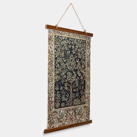 William Morris  bomen en vogels Hangend Wandkleed (Gebogen)