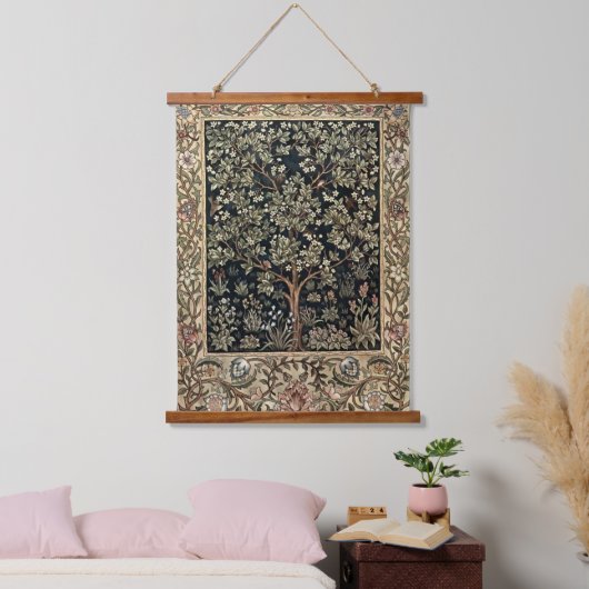William Morris bomen en vogels Hangend Wandkleed (Slaapkamer)