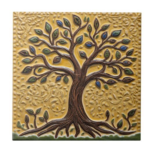 William Morris Boom Des Levens Minimalistisch Vint Tegeltje (Voorkant)