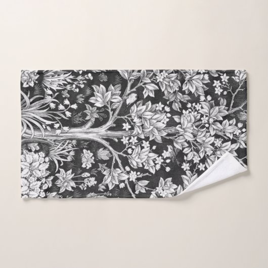 William Morris - Boom van het leven zwart en wit Handdoek (Handdoek)