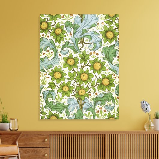 William Morris' Boomgaard Art Nouveau-patroon Canvas Afdruk (Insitu (Woonkamer))