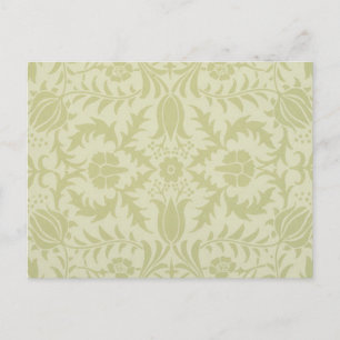 William Morris Borage vintage zachte groene damast Briefkaart