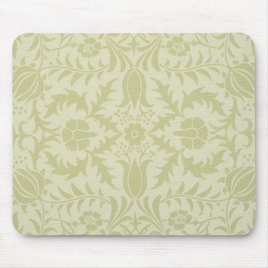 William Morris Borage vintage zachte groene damast Muismat (Voorkant)