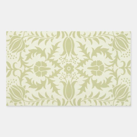 William Morris Borage vintage zachte groene damast Rechthoekige Sticker (Voorkant)