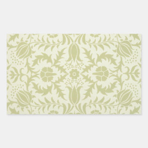 William Morris Borage vintage zachte groene damast Rechthoekige Sticker