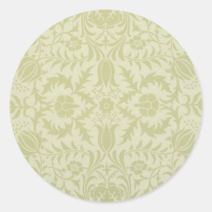 William Morris Borage vintage zachte groene damast Ronde Sticker