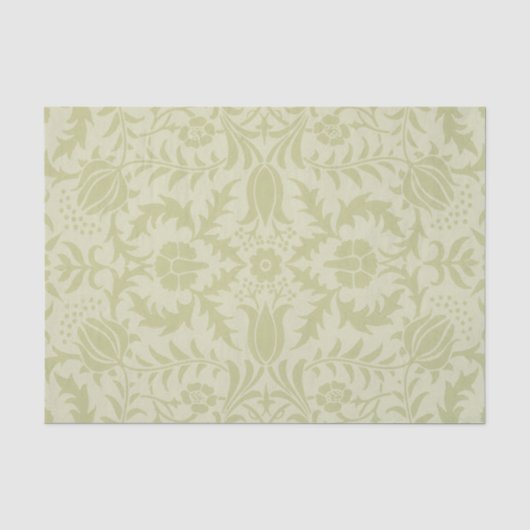 William Morris Borage vintage zachte groene damast Tissuepapier (Voorkant)