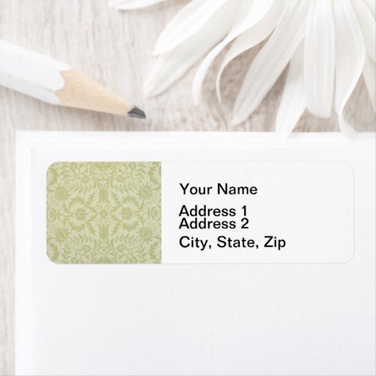 William Morris Borage Wedding Soft Green Etiket (Insitu)