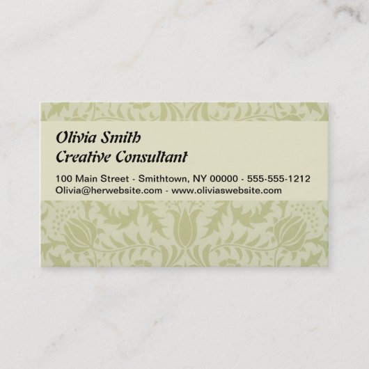 William Morris Borage Wedding Soft Green Visitekaartje (Voorkant)