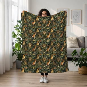William Morris Bos Bloem Konijnen Kerst Fleece Deken
