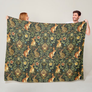 William Morris Bos Bloem Konijnen Kerstmis Fleece Deken