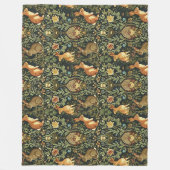 William Morris Bos Bloem Konijnen Kerstmis Fleece Deken (Voorkant)