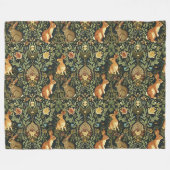 William Morris Bos Bloem Konijnen Kerstmis Fleece Deken (Voorkant (Horizontaal))