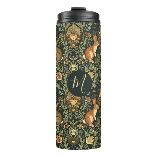 William Morris Bos Bloem Konijnen Kerstmis Thermosbeker (Voorkant)