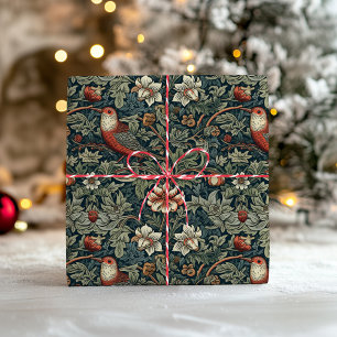 William Morris Bos Bloemen Vogels Kerstmis Cadeaupapier